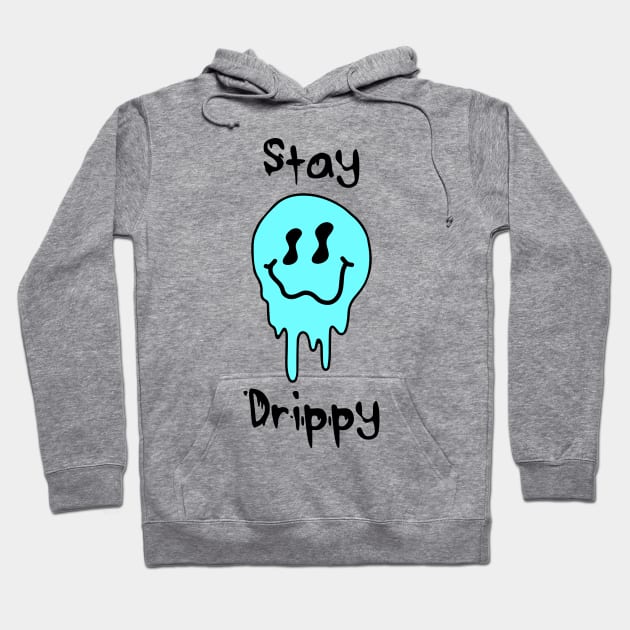 'Stay Drippy' Blue smiley face Hoodie by J & M Designs